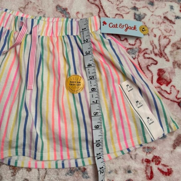 Cat & Jack Girls Multi-Colored Knit Skirt Shorts M 7/8 Rainbow Pull On Pink - Picture 5 of 6